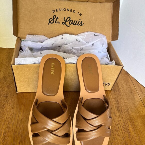 Crevo Women Busy Slide Sandals Size 8 Brown Leather Strappy - Picture 5 of 6